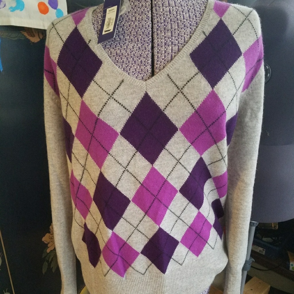 Apt 9 Cashmere Argyle Sweater